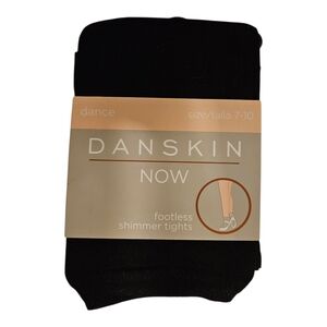 Danskin Black Footless Shimmer Dance Tights Size 7-10 NWT